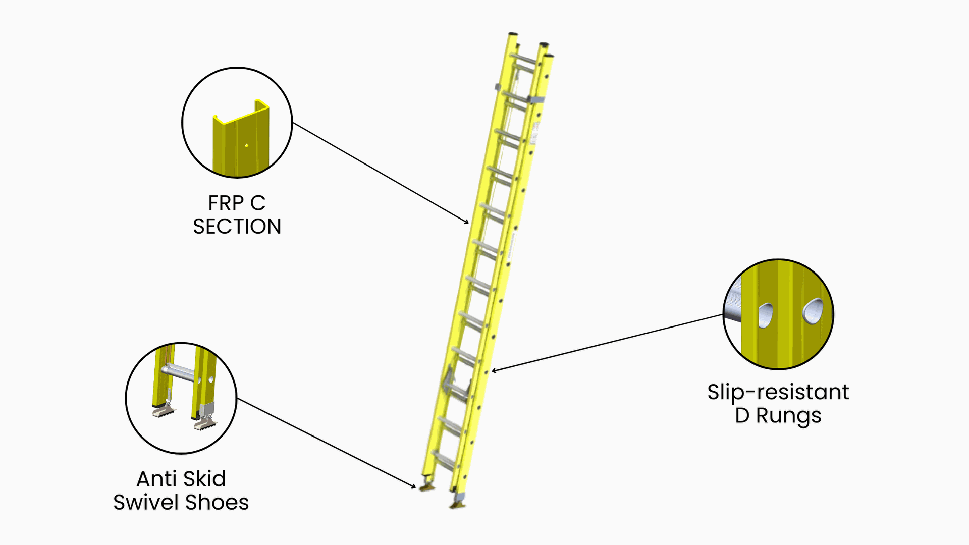 Youngman Extension Ladders with components
